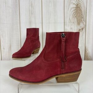 Frye & Co Boots Suede Leather Side Zip Comfort Western Booties Raspberry Size 7
